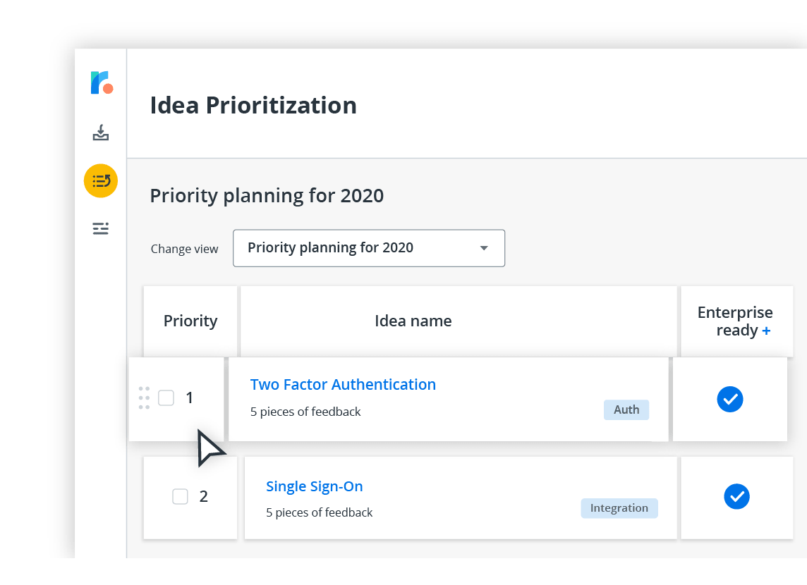 two ideas on the Idea Prioritization board
