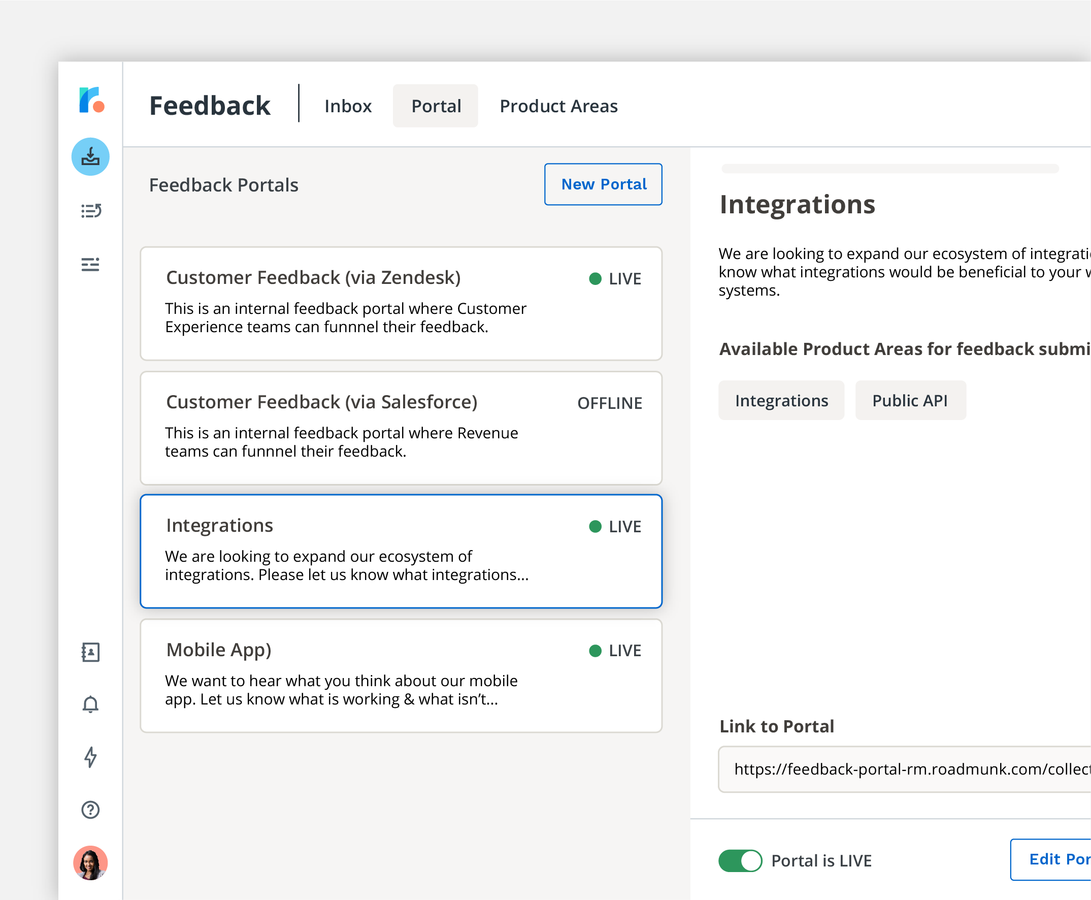 roadmunk feedback portal