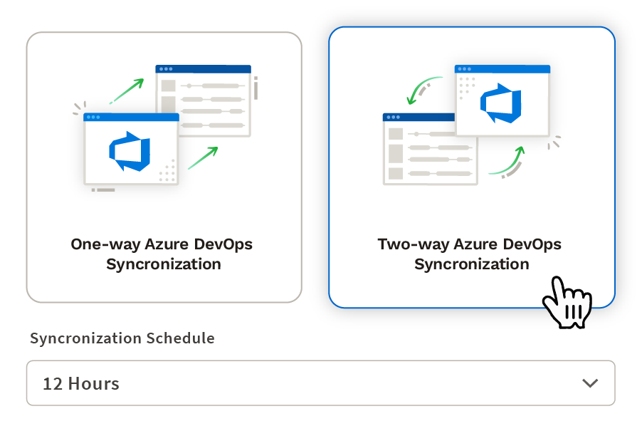 Two options for syncing with Azure DevOps: one-way and two-way